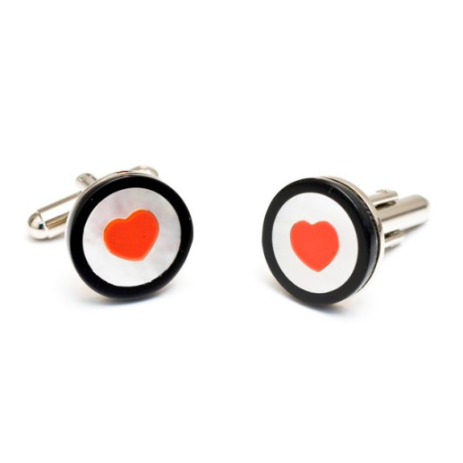 Steel cufflinks POKER HEART - Wedding twins