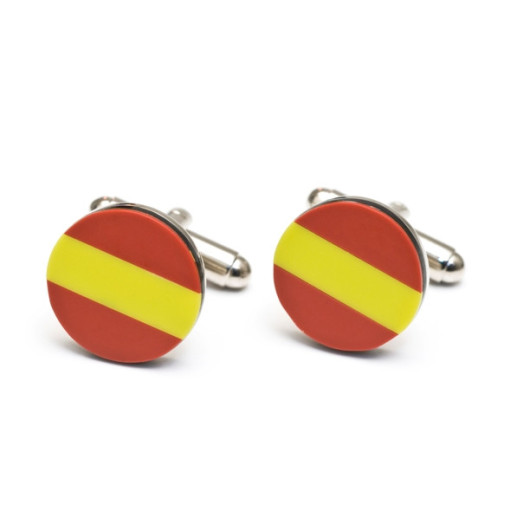 Abotoaduras de aço com bandeira espanhola - Gêmeos de casamento