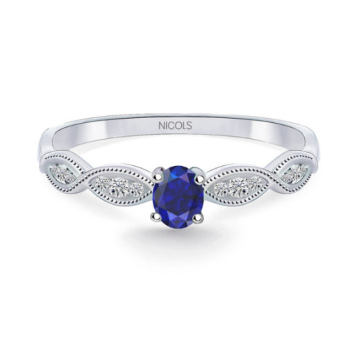 Anillo Zafiro Azul Wave - diseños vintage