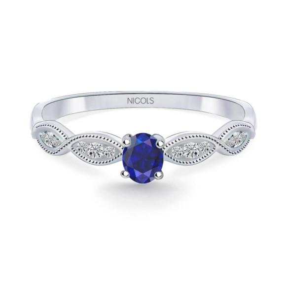 Anillo Zafiro Azul Wave - disegni vintage