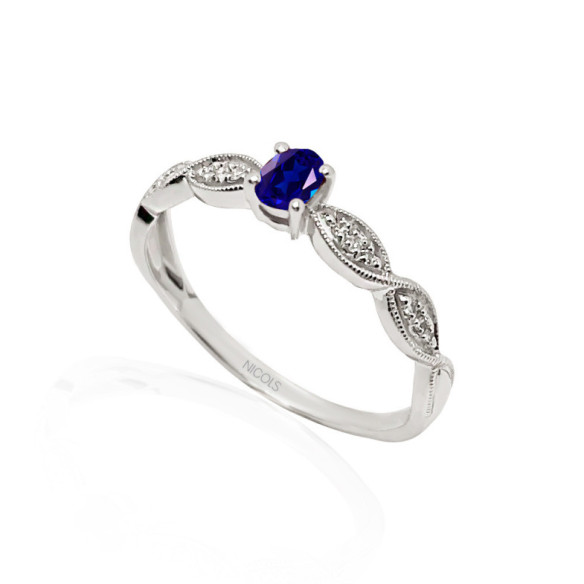 Anillo Zafiro Azul Wave - disegni vintage
