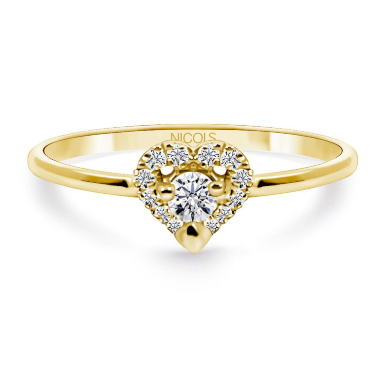 Gold ring LOVE HEART - Heart Cut