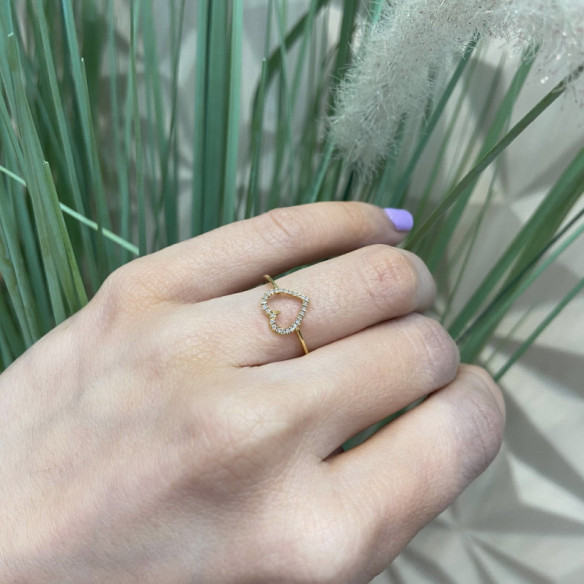 Gold ring LOVE HEART - Heart Cut