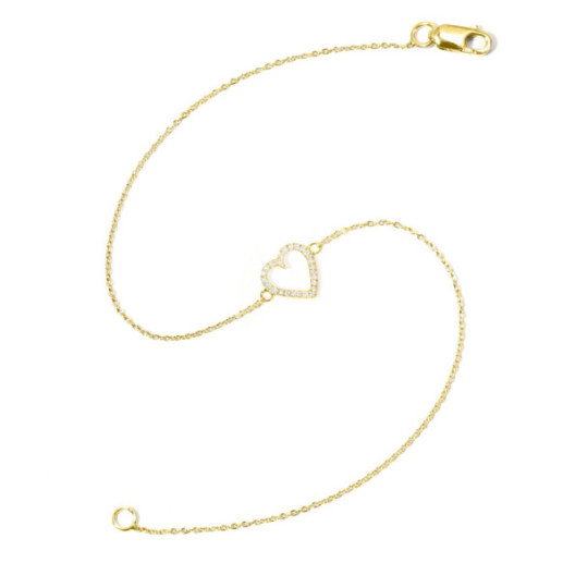 Pulseira Coração Amor Dourada - Pulseiras de diamante