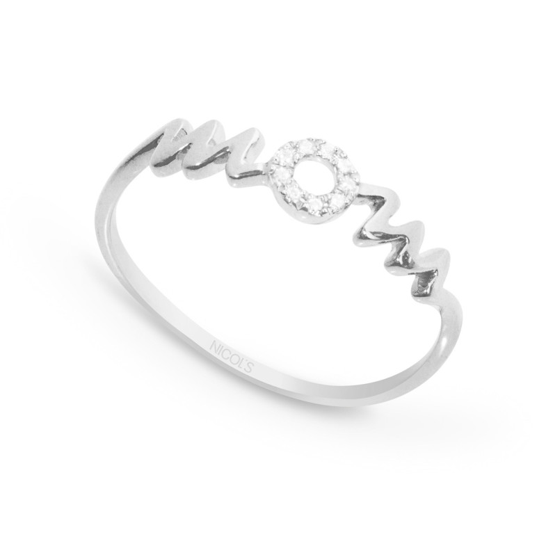 Anillo Oro Blanco Mom Mama Mini Details - Génial