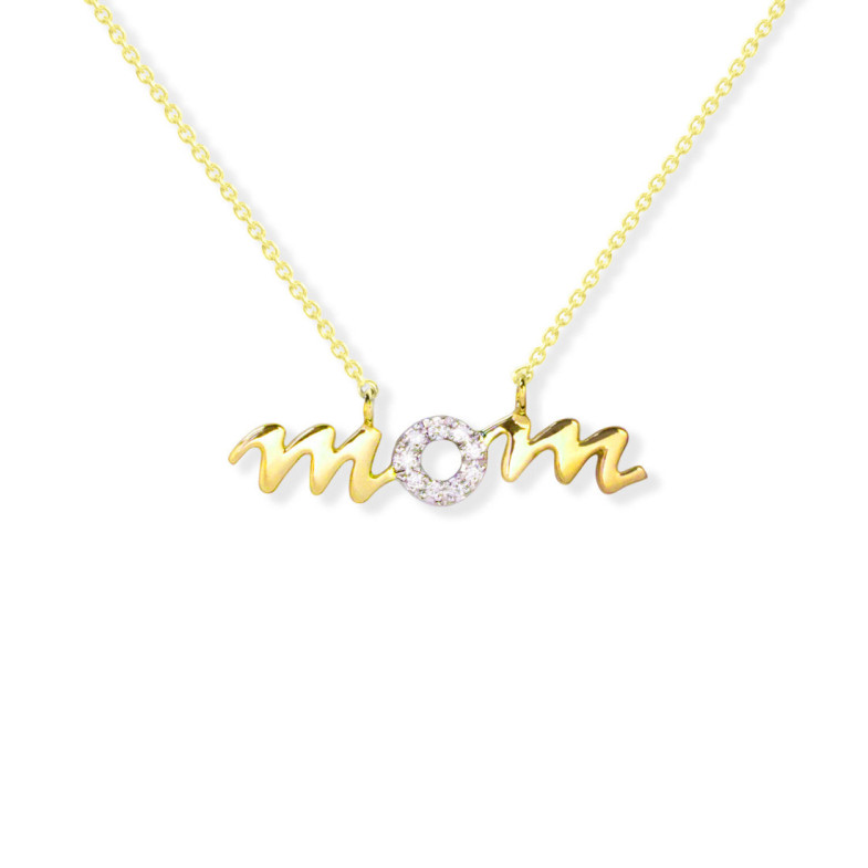 Colar Dourado Mom Mama Mini Detalhes - Colares de diamantes