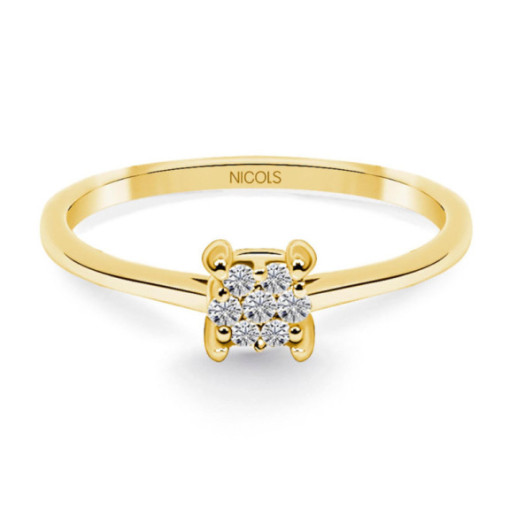 Anello Gardenia con diamanti 0,10 in oro giallo - disegni attuali