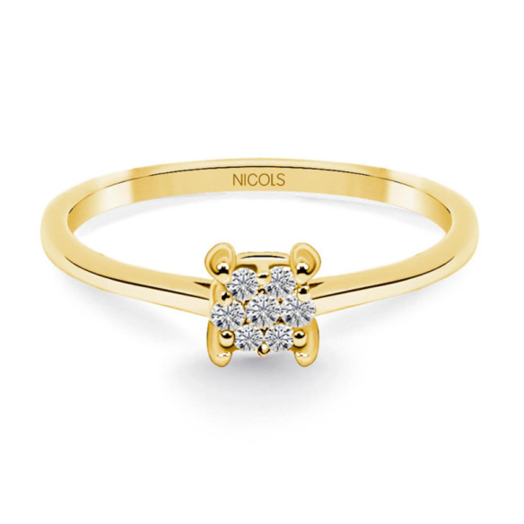 Anello Gardenia con diamanti 0,10 in oro giallo - disegni attuali