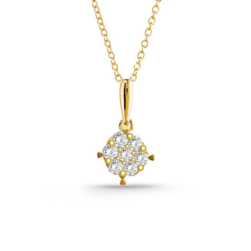 Gardenia Diamonds Necklace 0.10 Yellow Gold - Diamond pendants