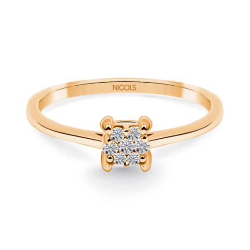 Anello Gardenia con diamanti 0,10 Oro rosa - Anelli di diamanti