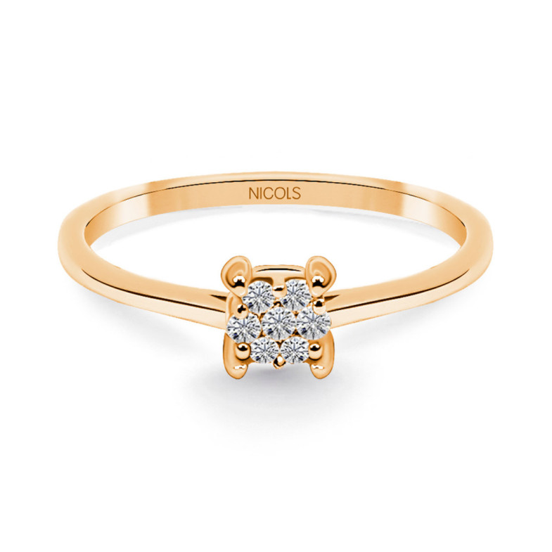Anello Gardenia con diamanti 0,10 Oro rosa - Anelli di diamanti