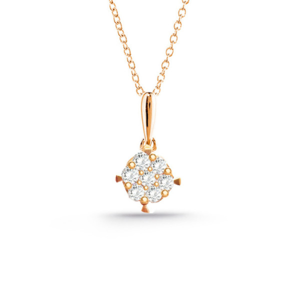Gardenia Diamonds Necklace 0.10 Pink Gold - Diamond pendants