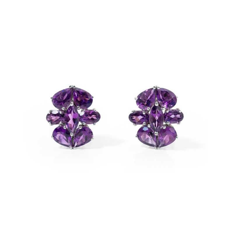 Pendientes Amatista Flor - Pendientes Otras Piedras de Colores