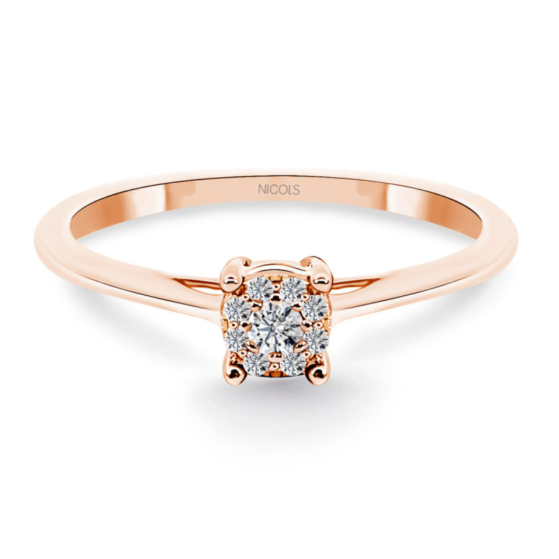 Anillo Oro Diamantes Rosetón Detail - Bagues de diamant