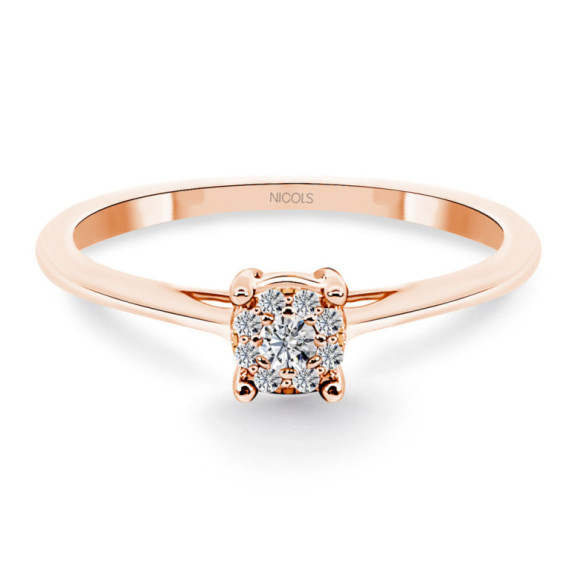 Anillo Oro Diamantes Rosetón Detail - Bagues de diamant