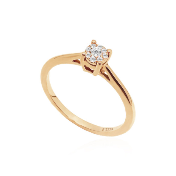Anillo Oro Diamantes Rosetón Detail - Bagues de diamant