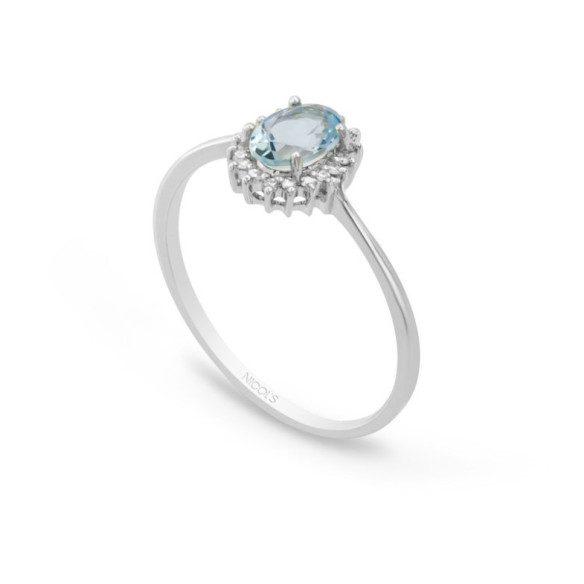 Candy Aquamarine and Diamond Ring in White Gold - Rings other precious stones