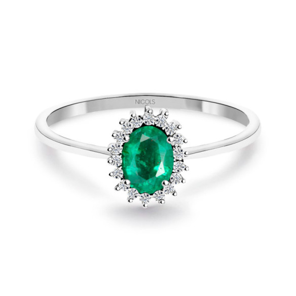 Anillo Esmeralda 0.50 Diamantes Candy - ANILLOS