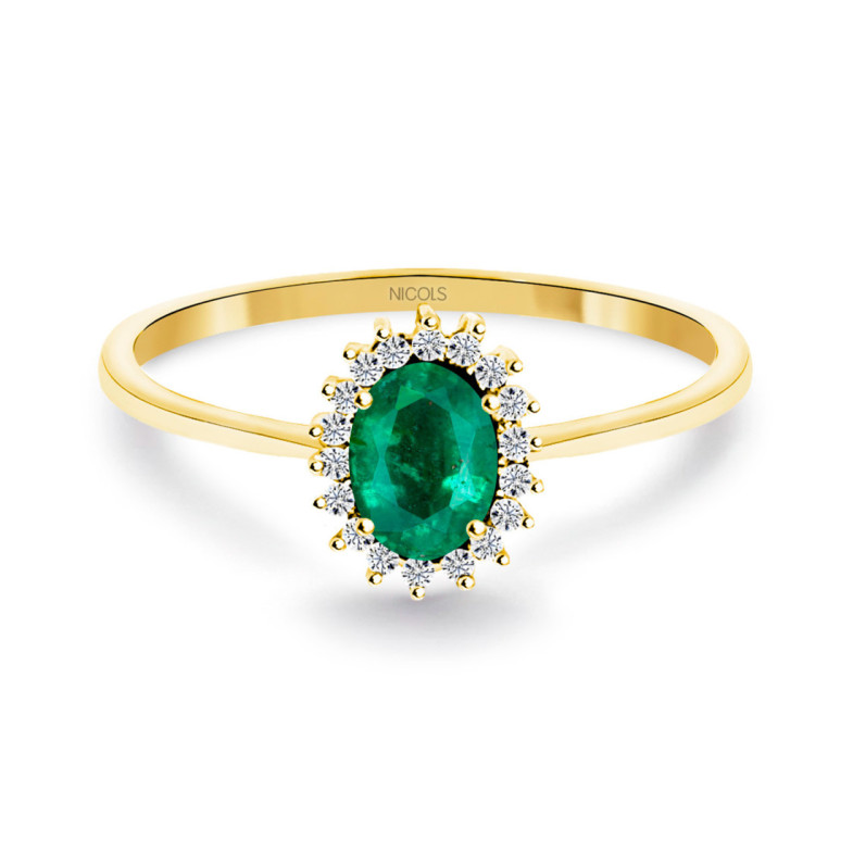 Anillo Esmeralda 0.50 Diamantes Candy Oro Amarillo - Anillos de Esmeralda