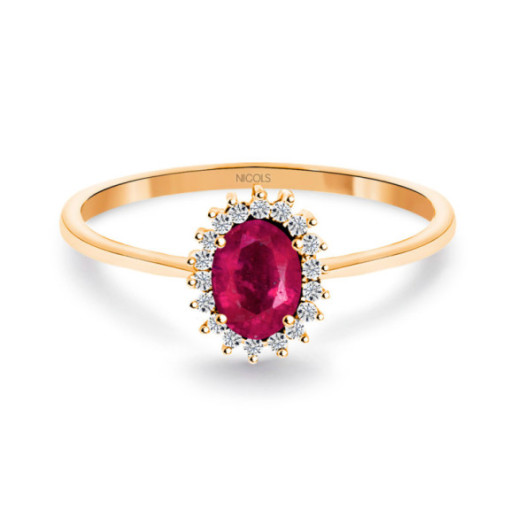 Anillo Rubí 0.50 Diamantes Candy Oro Rosa - Bagues rubis