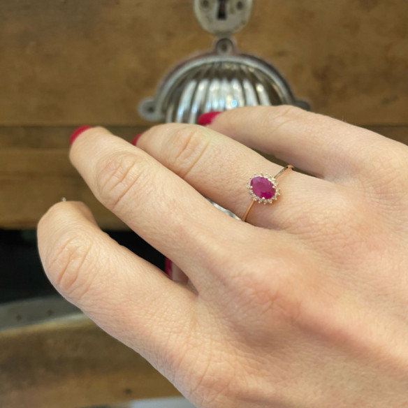 Anillo Rubí 0.50 Diamantes Candy Oro Rosa - Rubinringe