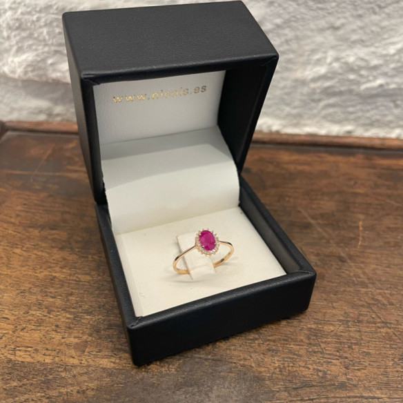 Anillo Rubí 0.50 Diamantes Candy Oro Rosa - Anillos de Rubí