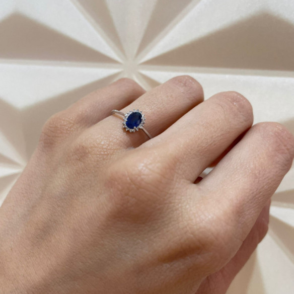 Ring Saphir 0,50 Diamanten Süßigkeiten - Saphiringe