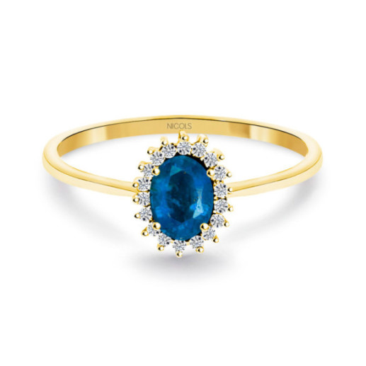 Anillo Zafiro 0.50 Diamantes Candy Oro Amarillo - Promessa anéis diamantes