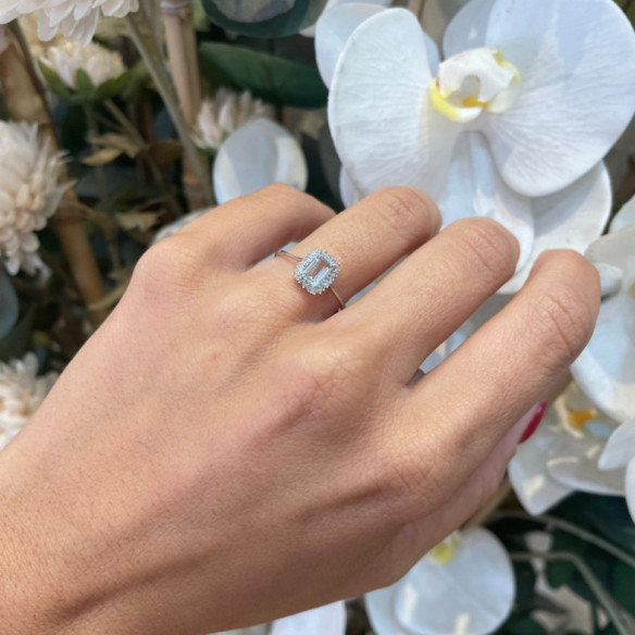 Aquamarine and Diamonds Ring Candy - Rings other precious stones