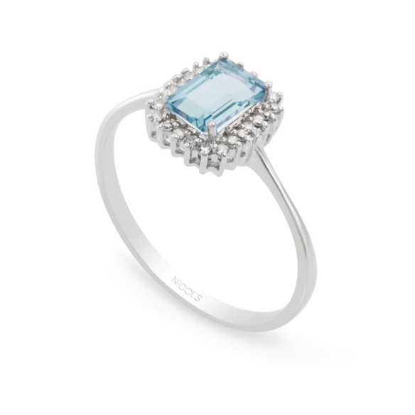 Anello Acquamarina e Diamanti Candy - Anelli altre pietre preziose