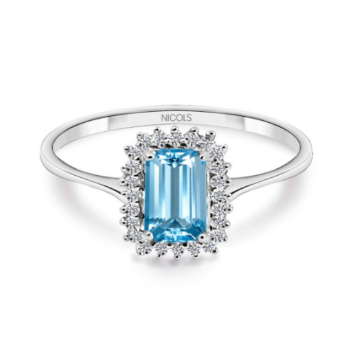 Anillo Topacio azul y Diamantes Candy - ANILLOS