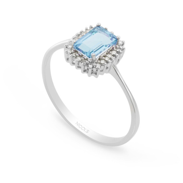 Anello Topaz blu e diamanti Candy - ANELLI