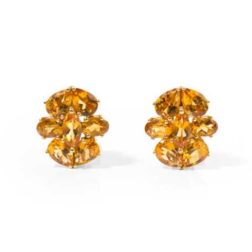 Pendientes Citrino Flor - Pendientes Otras Piedras de Colores