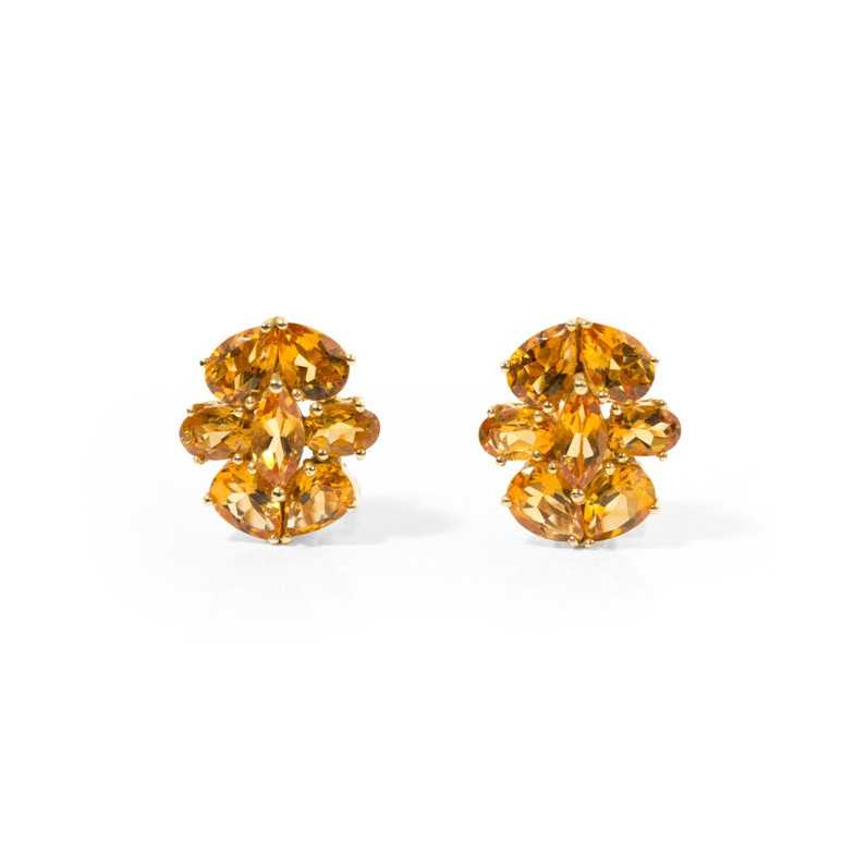 Pendientes Citrino Flor - Pendientes Otras Piedras de Colores