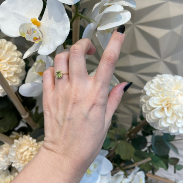 Anello con peridoto e diamanti Candy - Anelli altre pietre preziose