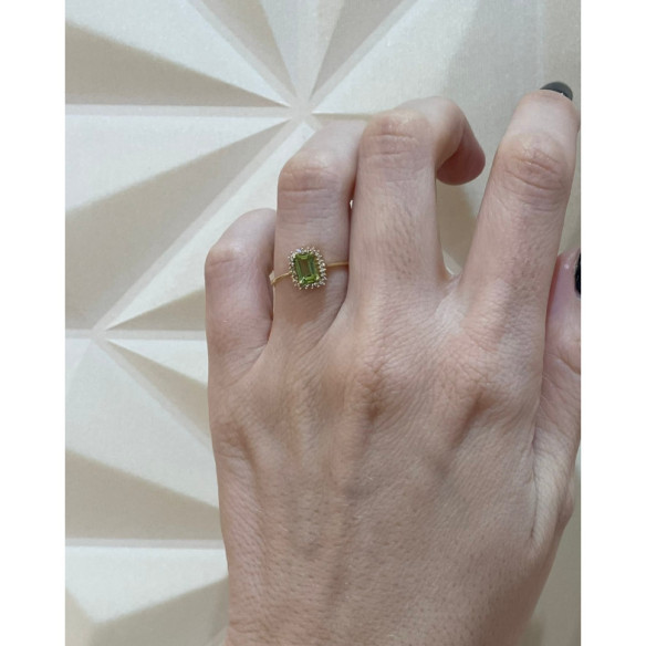 Anello con peridoto e diamanti Candy - Anelli altre pietre preziose