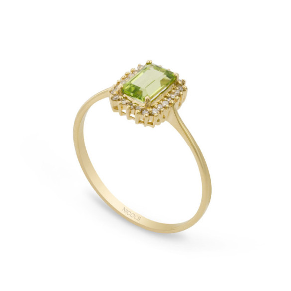 Anello con peridoto e diamanti Candy - Anelli altre pietre preziose