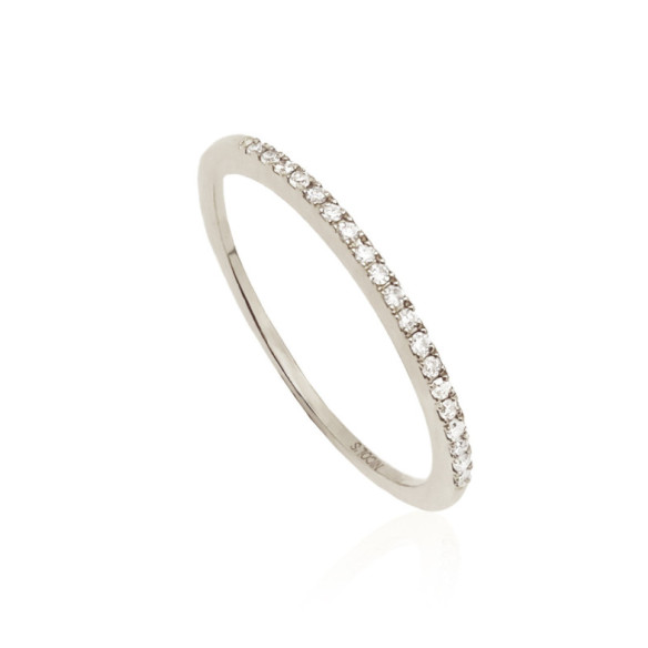 Anello Azalea con diamanti 0,09 in oro bianco - Alleanze luminose