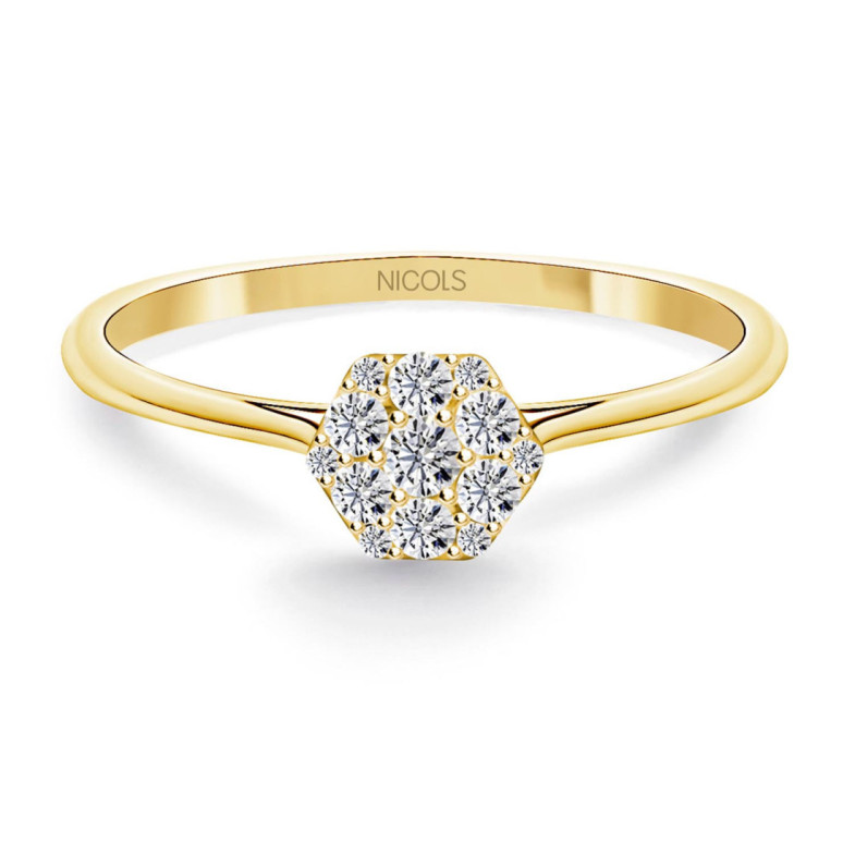 Diamond Passion Ring 0.15 Hexagonal - Yellow Gold Modern Rings
