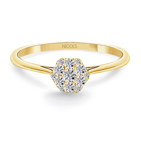 Diamond Passion Ring 0.15 Hexagonal - Yellow Gold Modern Rings