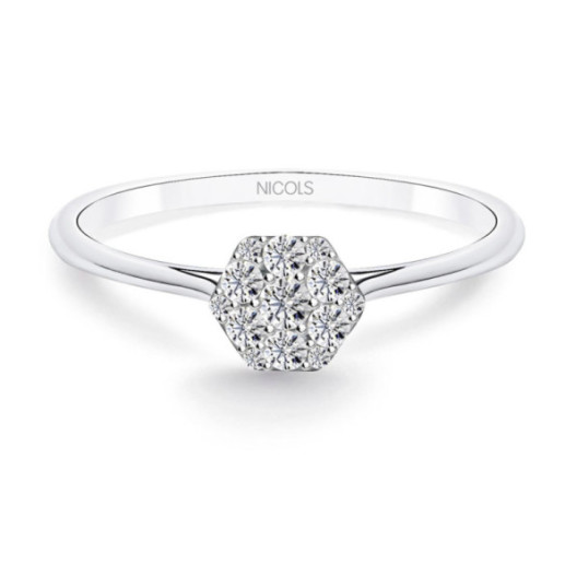 Passion Diamond Ring 0.15 Hexagonal White Gold - Promise Rings