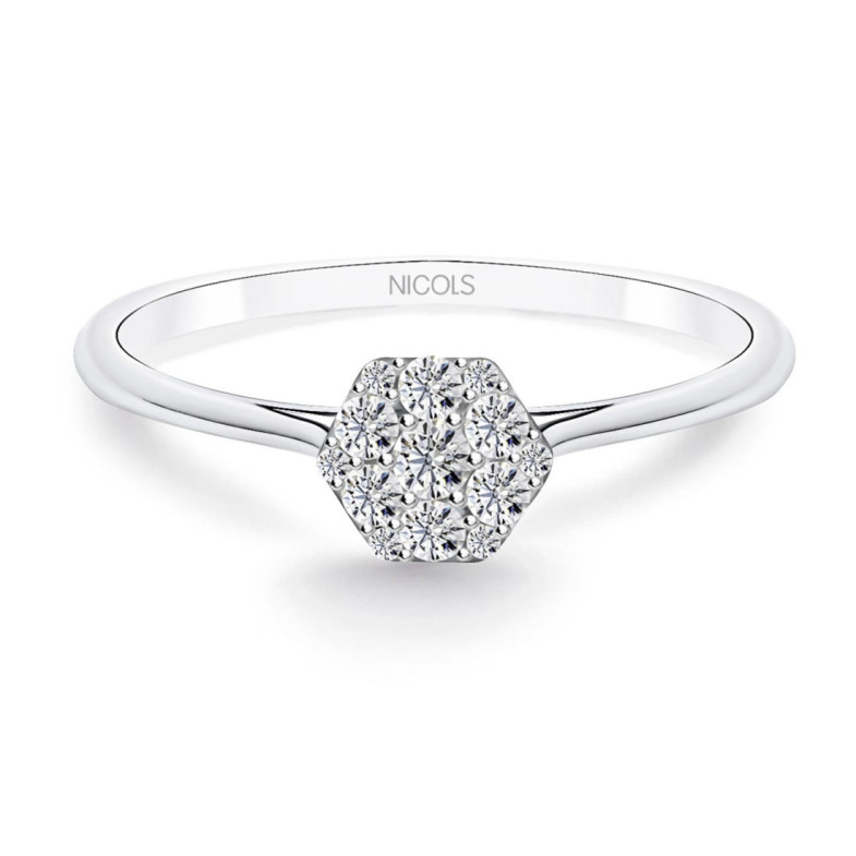 Anillo Pasión de Diamantes 0.15 Hexagonal Oro Blanco - Anillos de Promesa Diamantes