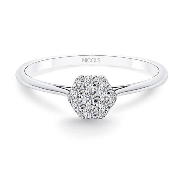 Anello Diamante Passion 0.15 Esagonale Oro Bianco - Prometti anelli diamanti