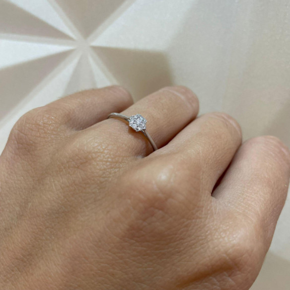 Anello Diamante Passion 0.15 Esagonale Oro Bianco - Prometti anelli diamanti