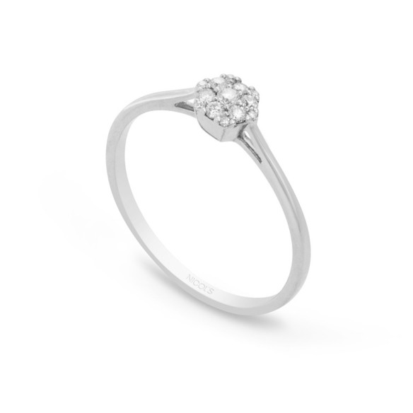 Anello Diamante Passion 0.15 Esagonale Oro Bianco - Prometti anelli diamanti
