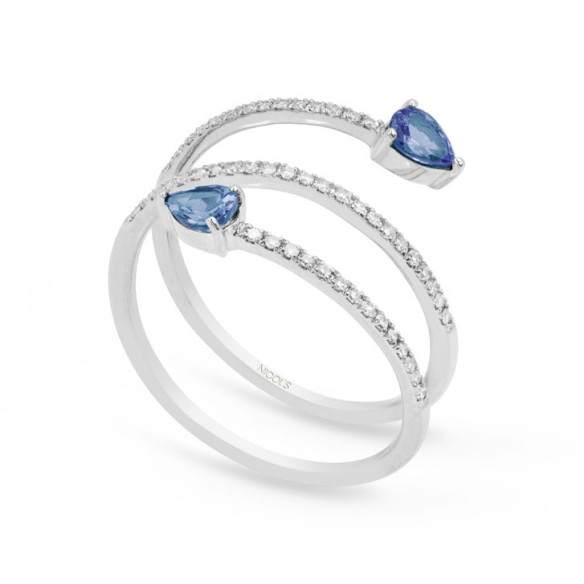 Sapphire diamond ring SPIRAL RINGS - White Gold Modern Design Rigns
