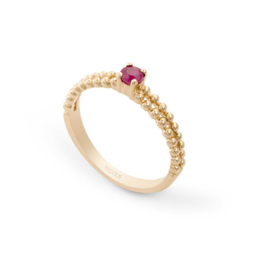 Anillo Rubí Solitario Bolitas - Anillos de Promesa Diamantes