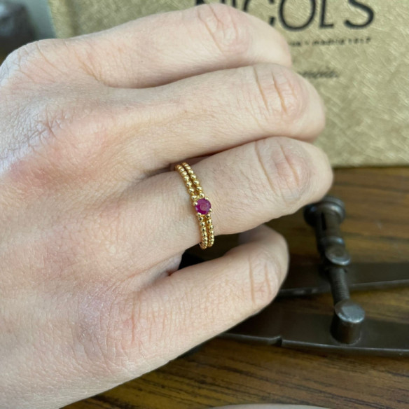 Anillo Rubí Solitario Bolitas - Anillos de Promesa Diamantes