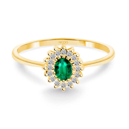 Emerald gold ring OVAL DETAIL - Emerald rings