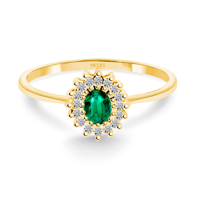 Anillo Oro Esmeralda Oval Detail - Bagues d'émeraude
